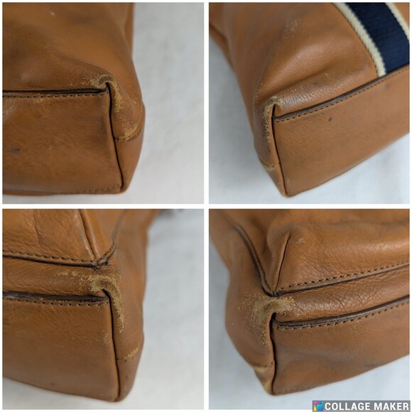 Coach Brown 2-Way Shoulder & Tote Brown Leather Bag Heritage Stripe Made Vietnam - Picture 12 of 16